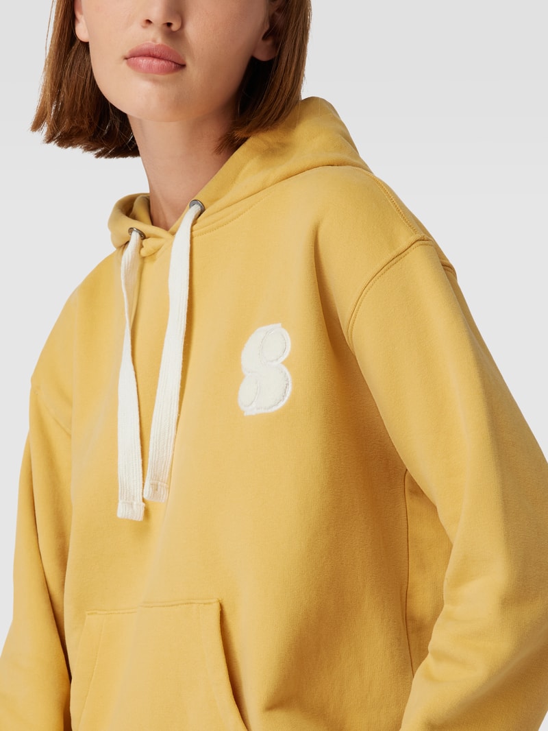 Hoodie mit Logo-Stitching in gelb