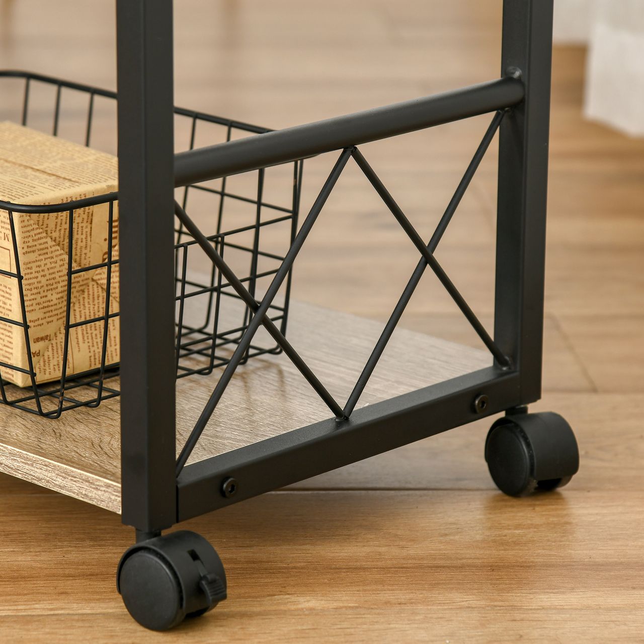 HOMCOM Beistelltisch Servierwagen mit Schublade Ablage Küchenwagen Sideboard