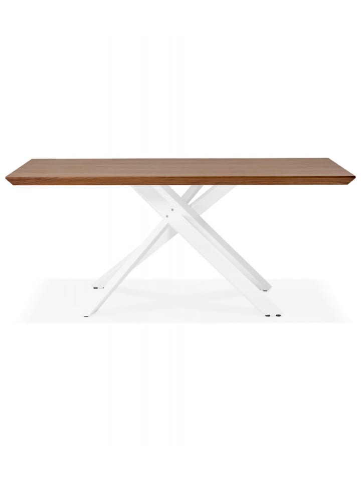 KADIMA DESIGN Esstisch aus Massivem Walnussholz mit X-förmigem Metallgestell in Braun-Weiß günstig kaufen onesize