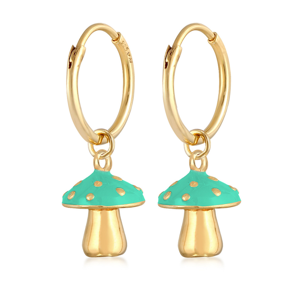 Elli Elli Boucles d'Oreilles Femmes Créoles champignon orange avec émail en argent ste Boucles d'oreilles