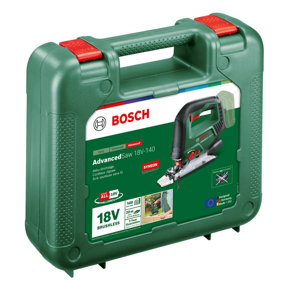 Bosch Green 0603013002 AdvancedSaw 18V-140 Akku-Stichsäge (ohne Akku und Ladegerät) im Koffer