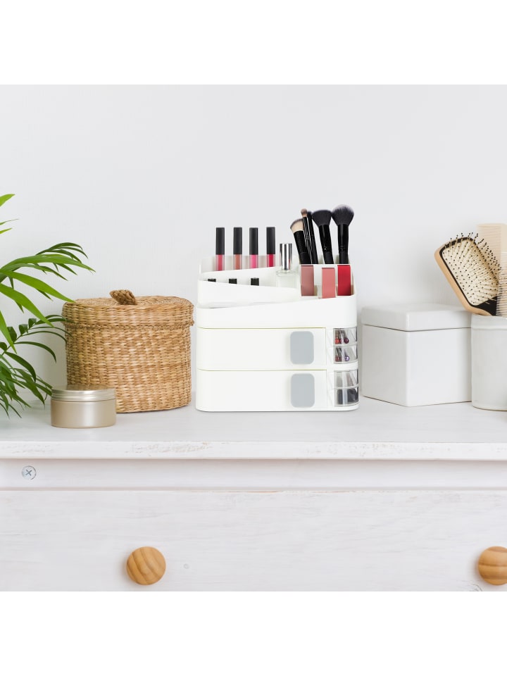 relaxdays Make Up Organizer in Weiß - (B)26 x (H)21,5 x (T)21 cm günstig kaufen onesize