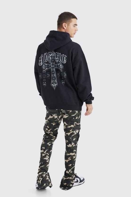 Oversize Hoodie mit Homme Kreuz Print