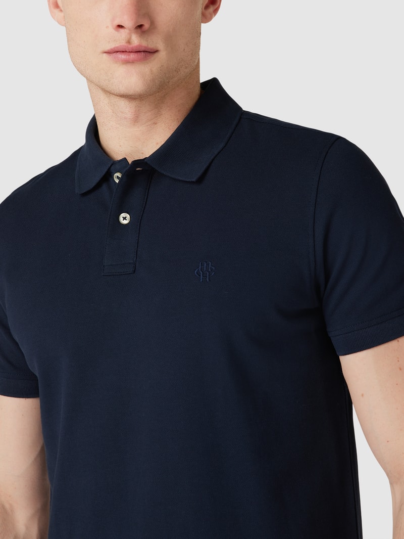 Poloshirt mit Logo-Stitching in dunkelblau