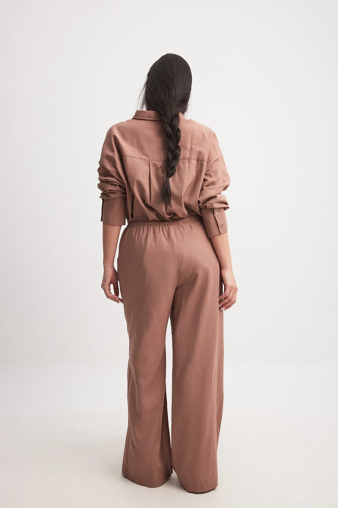 Elastische Hose aus Leinenmischung mit mittlerer Taille