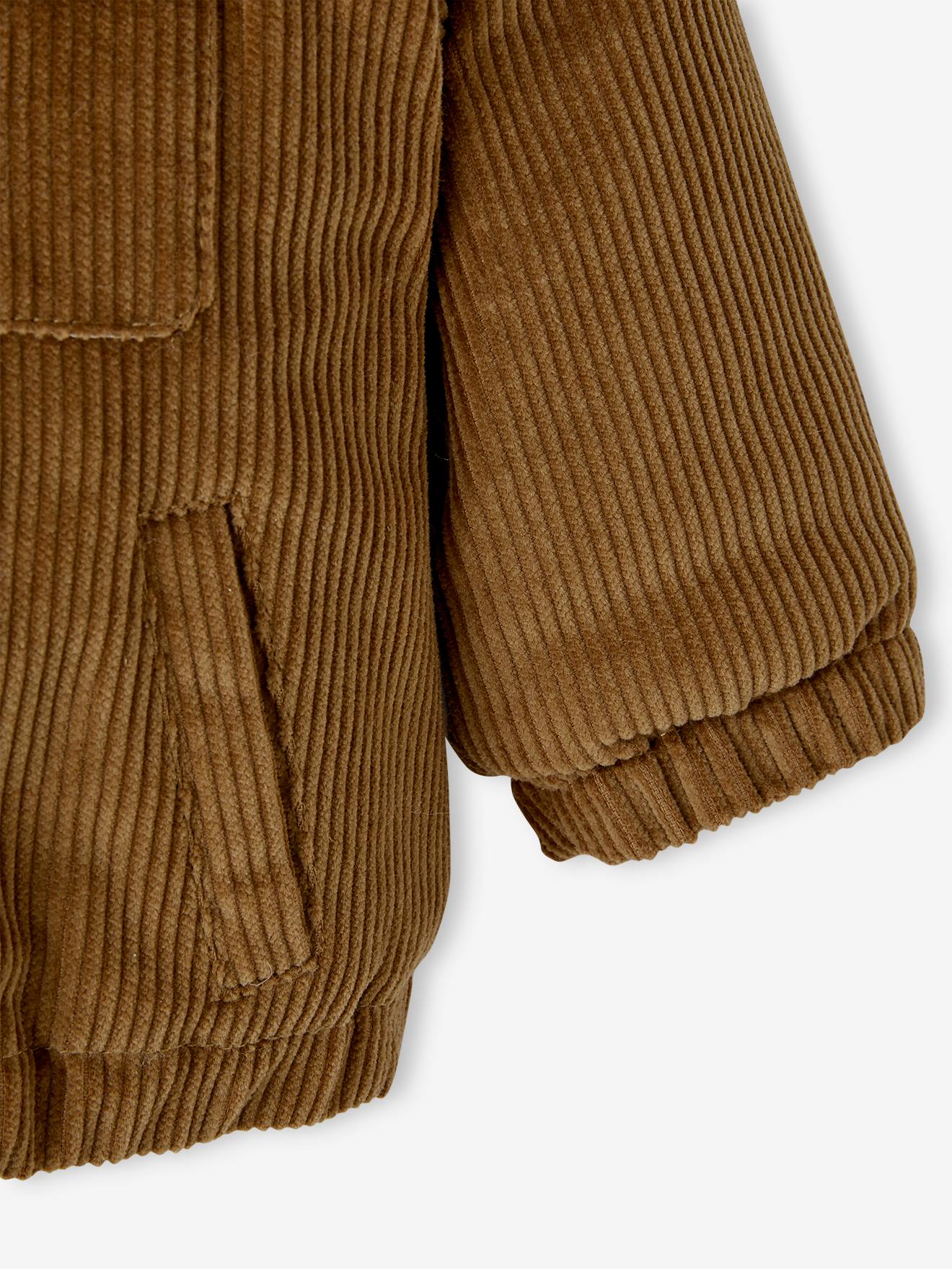 Blouson en velours côtelé bébé doublée sherpa noisette