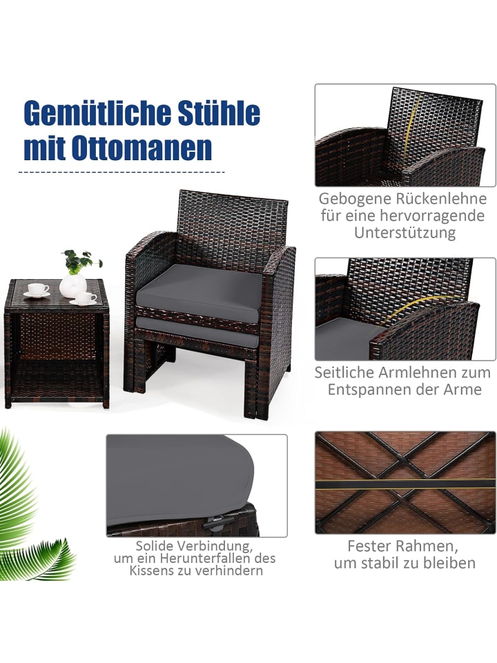 COSTWAY Gartenmöbel 5er Set in Grau günstig kaufen onesize