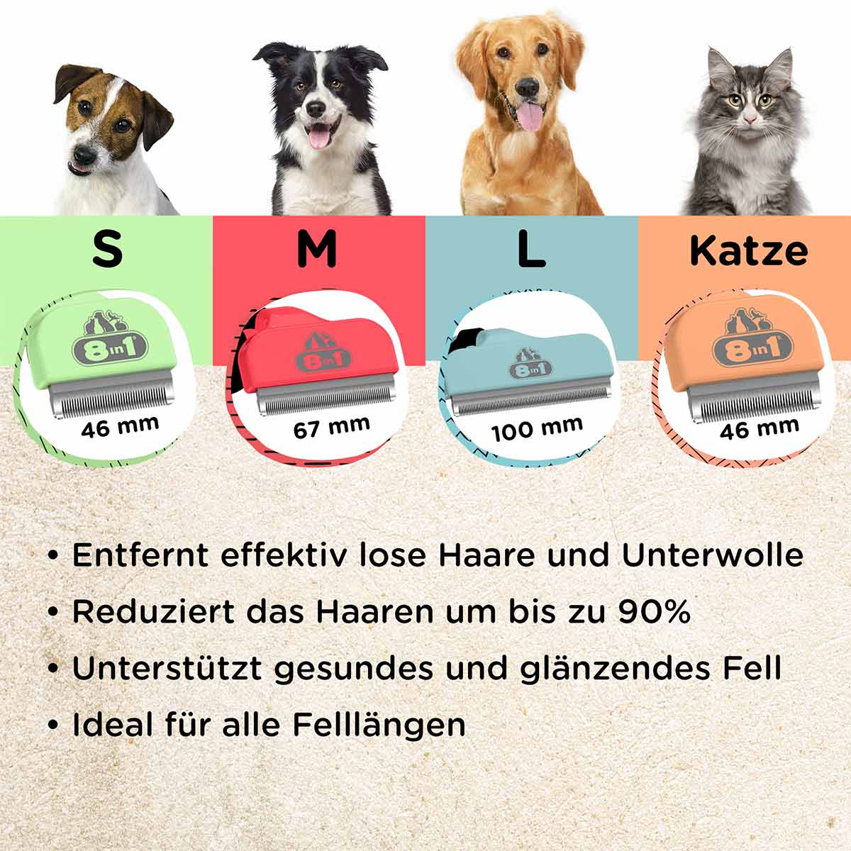 8in1 Unterfellbürste Perfect Coat DeShedder Hund L bei ZooRoyal