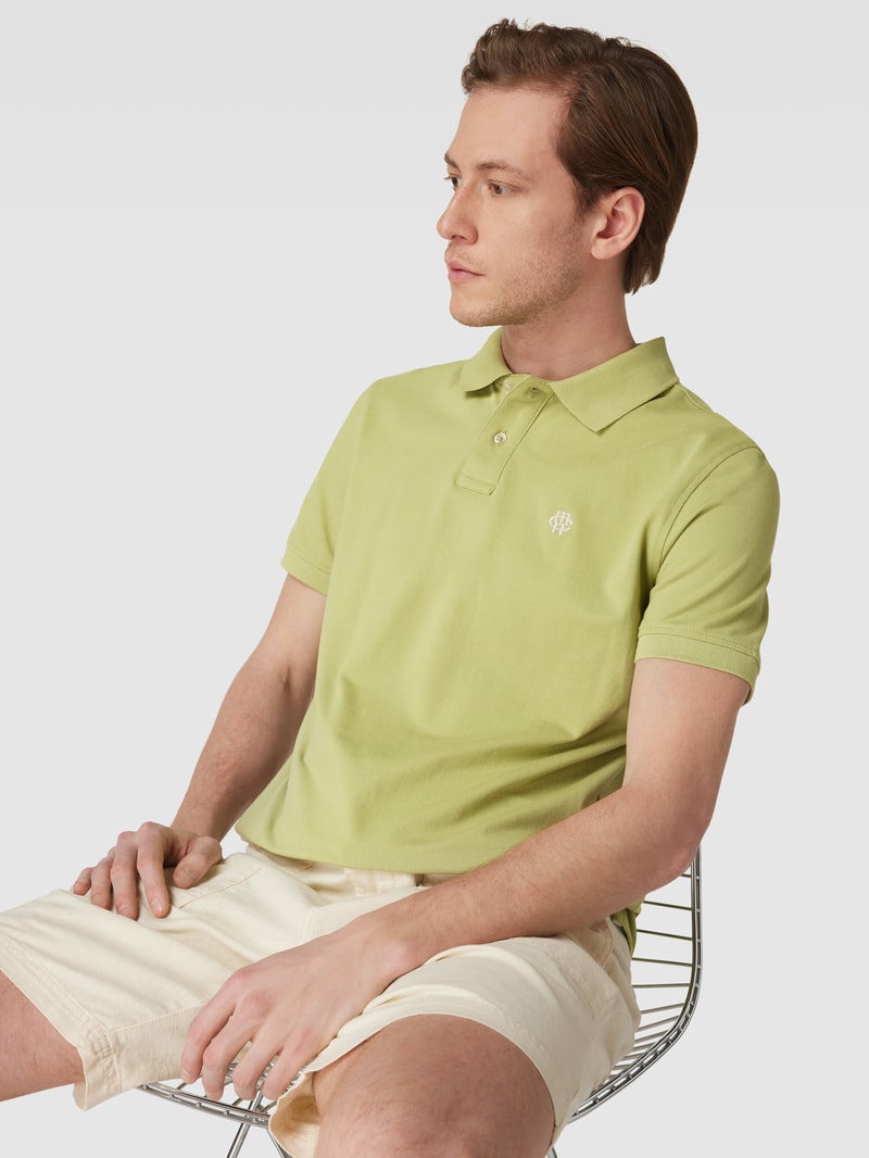 Poloshirt mit Logo-Stitching in hellgrün