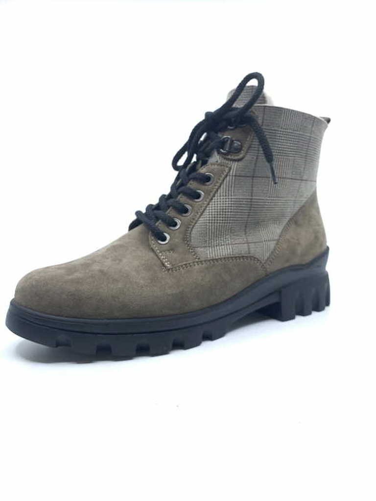 WALDLÄUFER Schnür-Stiefeletten braun VELOUR DOUBLEFACE-KARO