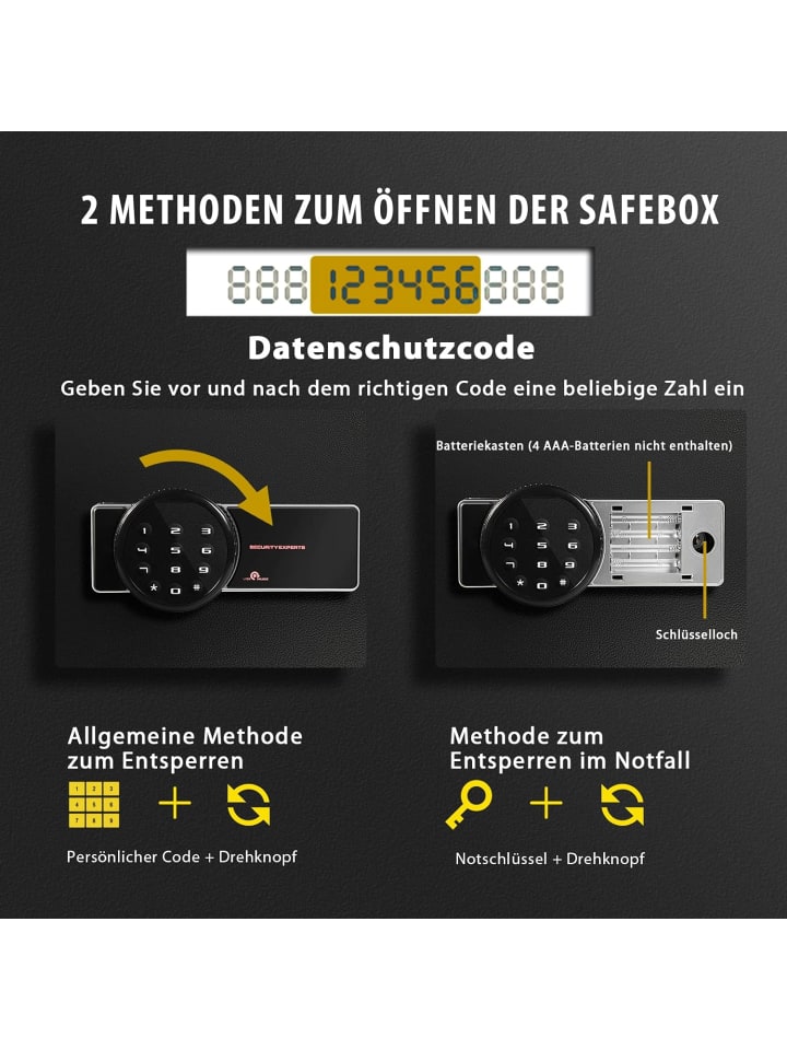 COSTWAY Safe Tresor mit digitaler Tastatur in Schwarz günstig kaufen 40 cm