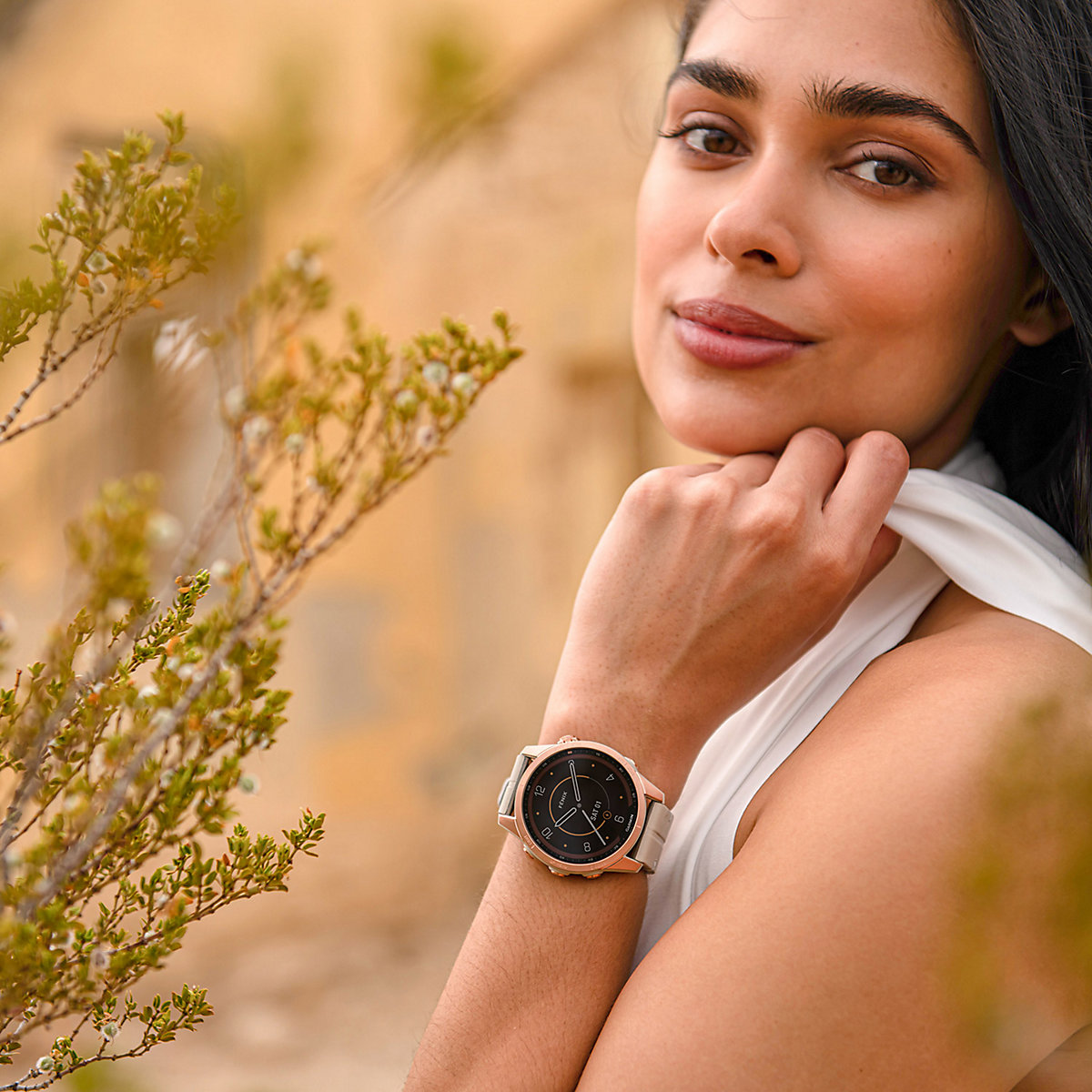 Fenix 7S Saphir Solar Titan Smartwatch kalkstein/roségold Smartwatches