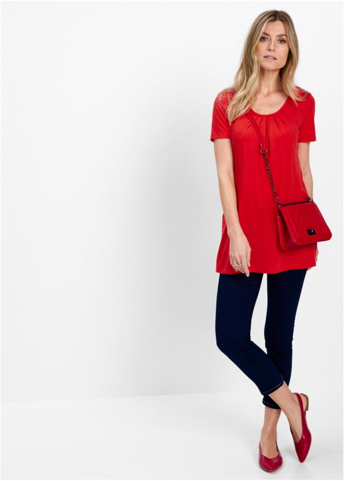 Longshirt mit rundhals Dekollete