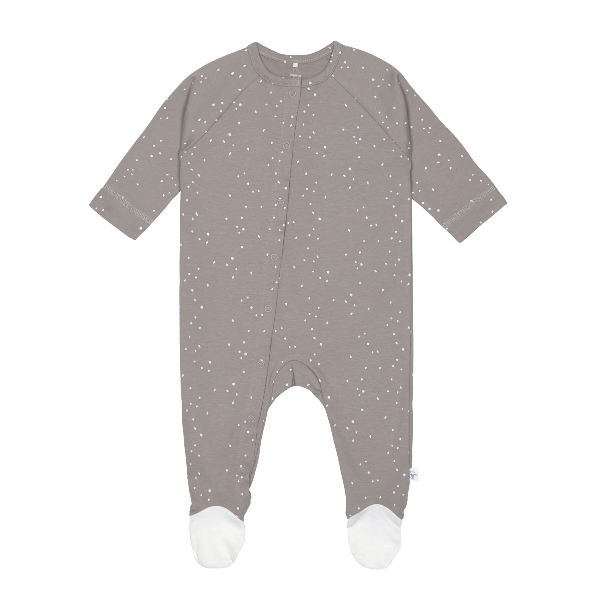 Baby Schlafanzug mit Füßen - Bio Baumwolle, Sprinkle, taupe