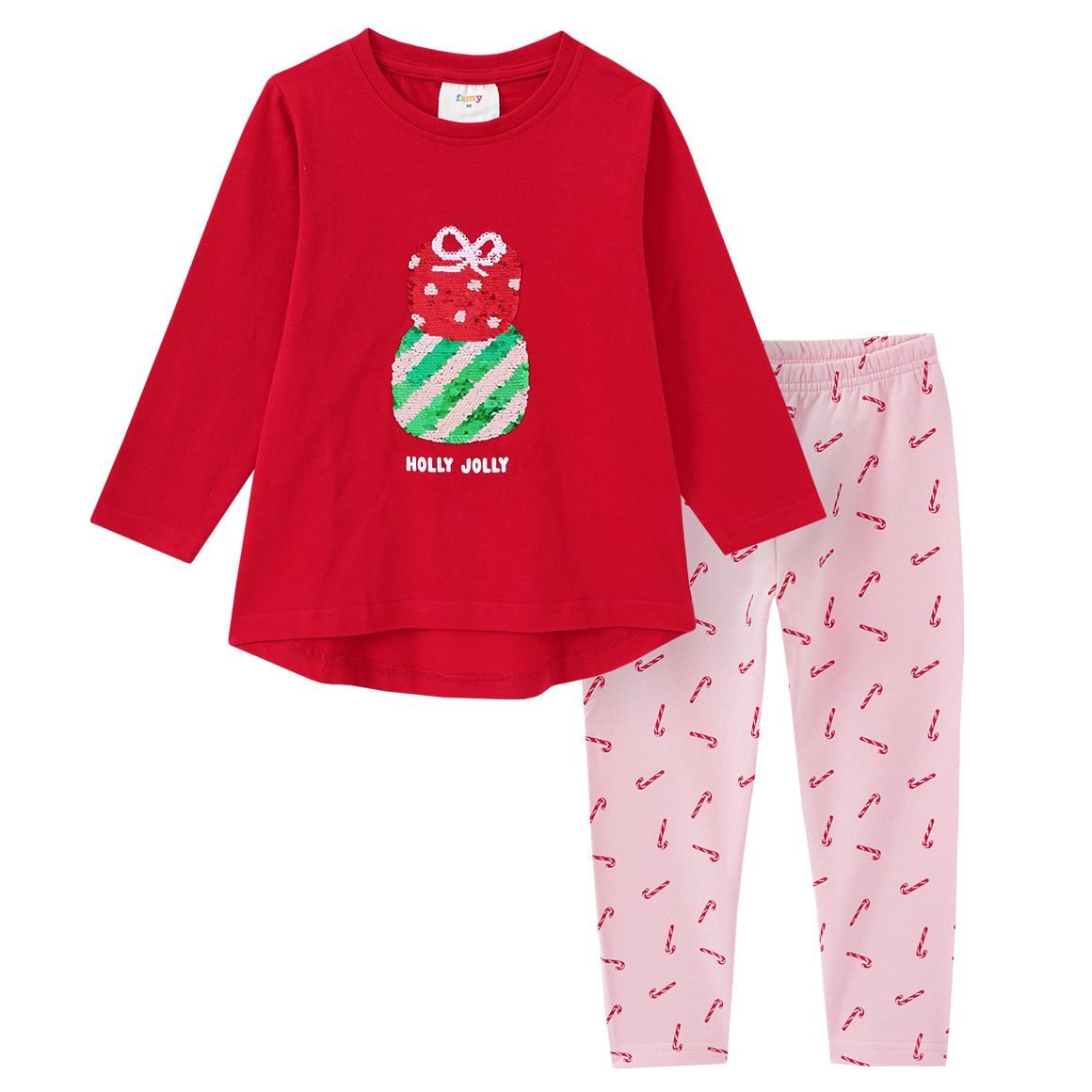 Mädchen Weihnachtsshirt und Leggings im Set rot