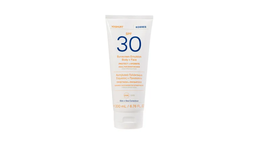 KORRES YOGHURT Sonnenschutz-Emulsion für Körper und Gesicht SPF30 200 ml