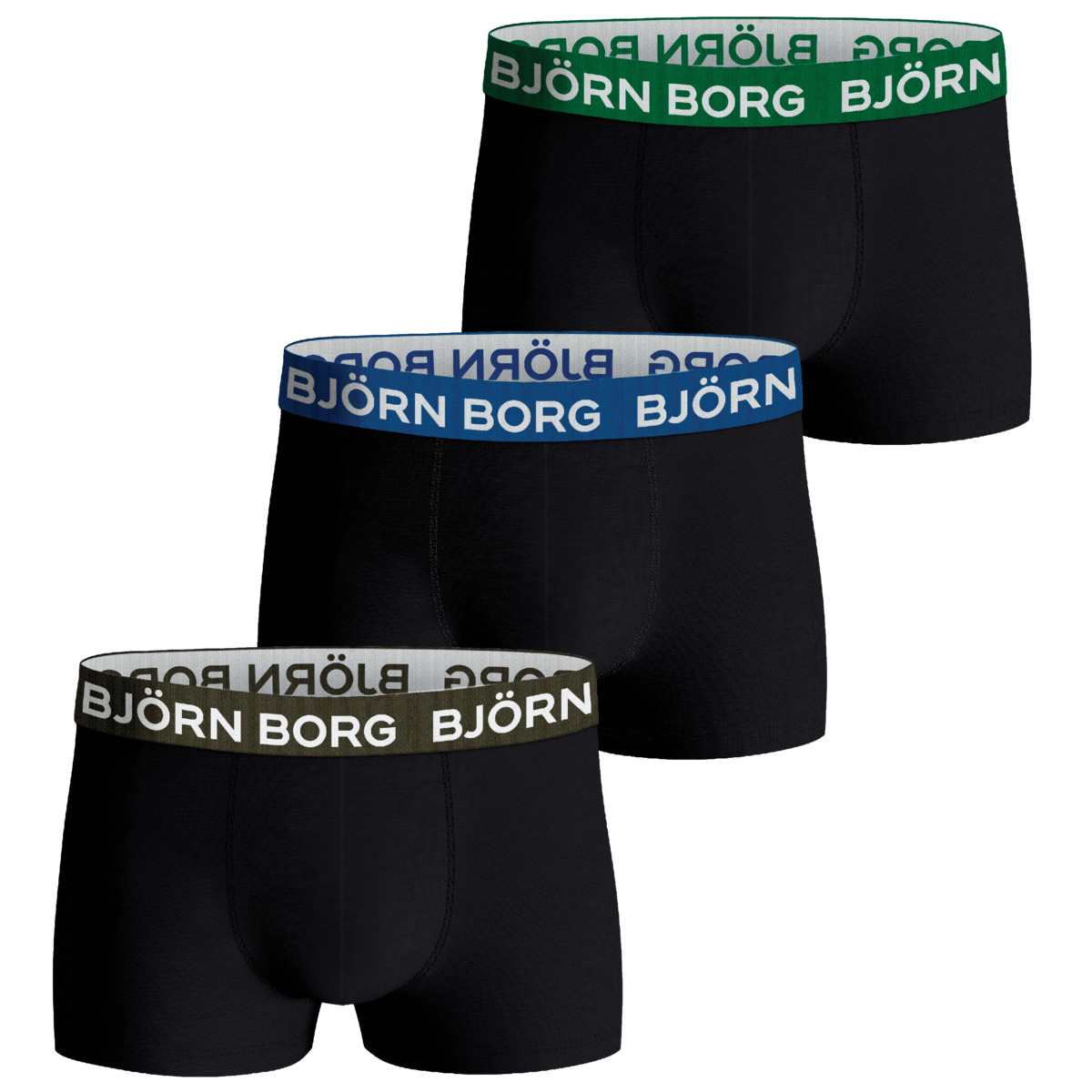 Björn Borg Cotton Stretch Trunk 3er Pack Boxershorts schwarz