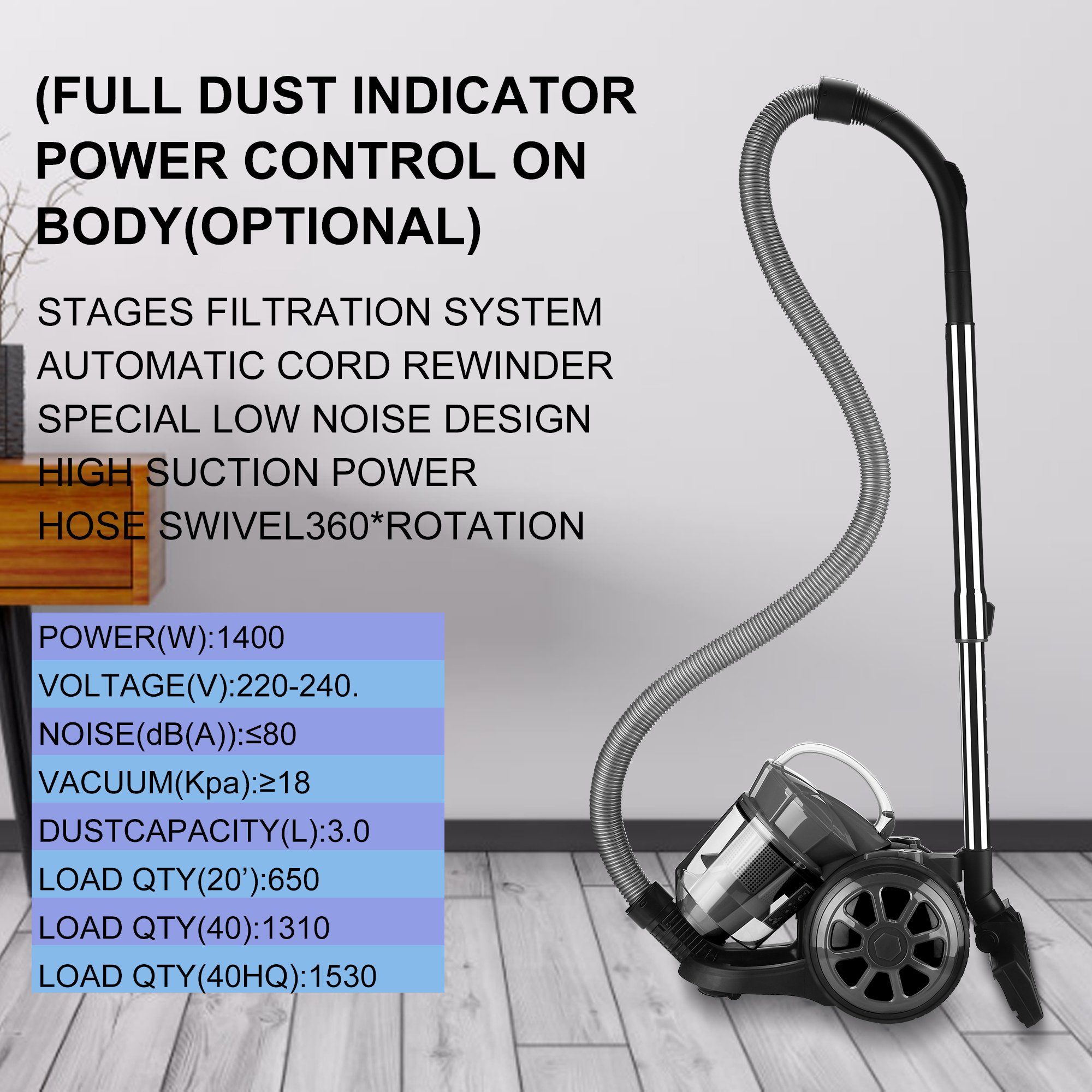 Tisoutec Bodenstaubsauger beutelloser Staubsauger,leichter 1600W Staubsauger, Bodenstaubsauger, 1600,00 W, beutelloser Staubsauger,leichter 1600W Staubsauger, Bodenstaubsauger, HEPA Filter, Bodenstaubsauger,Bodendüse für Parkett,Teppich,Fliesen,Hygie