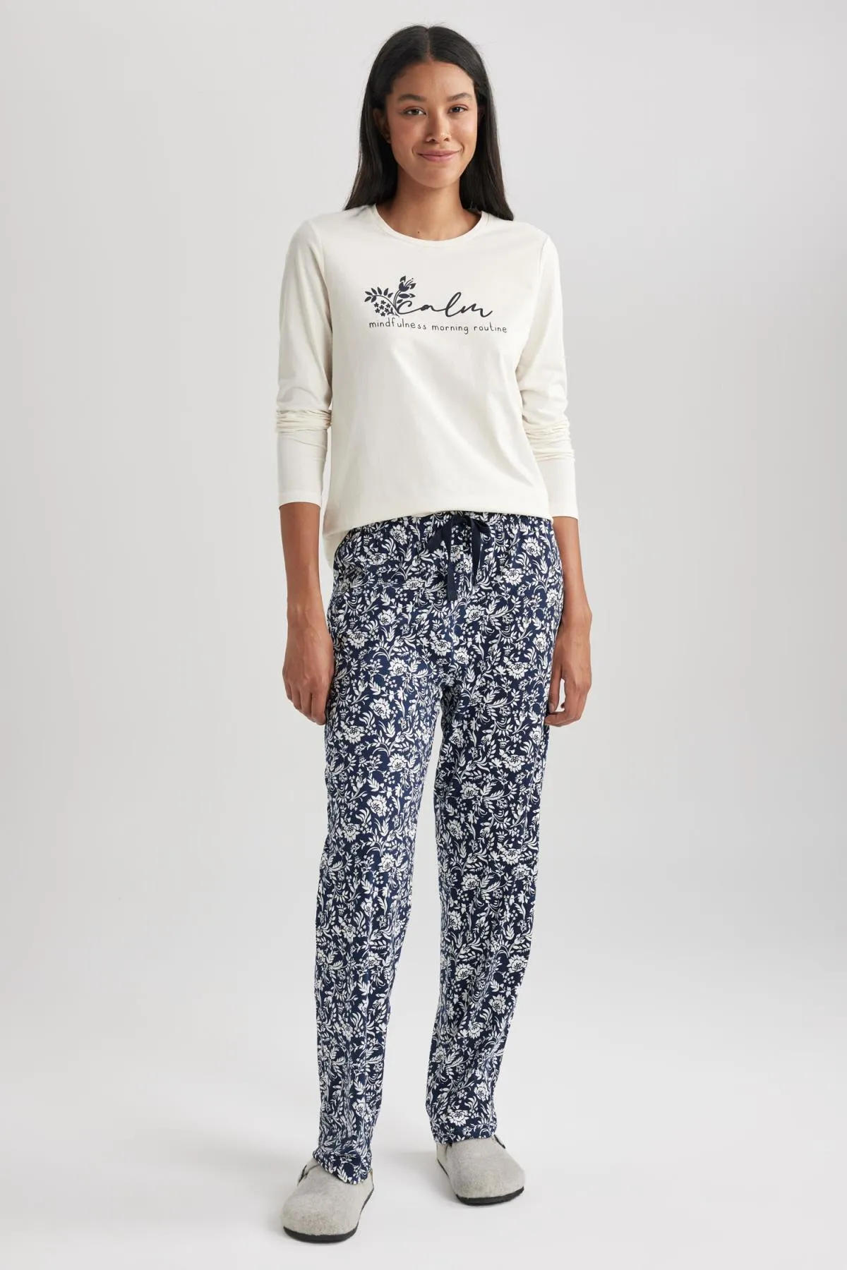 DeFacto  Langarm-Pyjama-Set „Fall in Love“ mit Muster