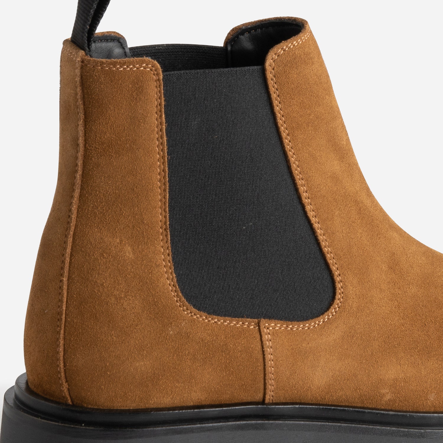 Chelsea boots beige foncé en cuir velours