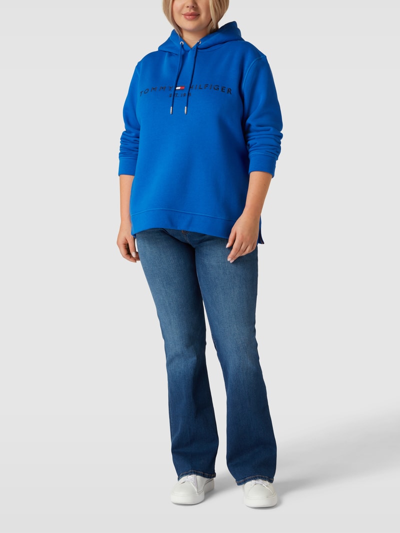 PLUS SIZE Hoodie mit Label-Stitching in royalblau