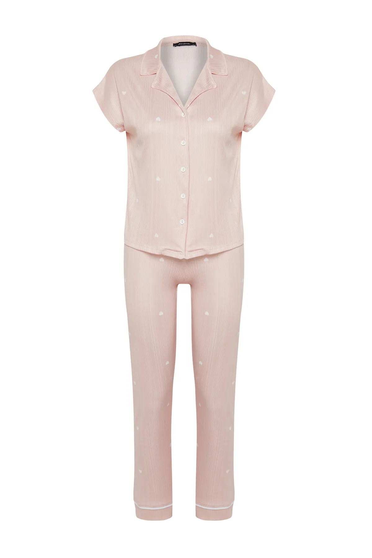 Trendyol Collection  Rosa 5er-Pack Pyjama-Set aus Rippstrick mit Herzmotiv THMSS24PT00380
