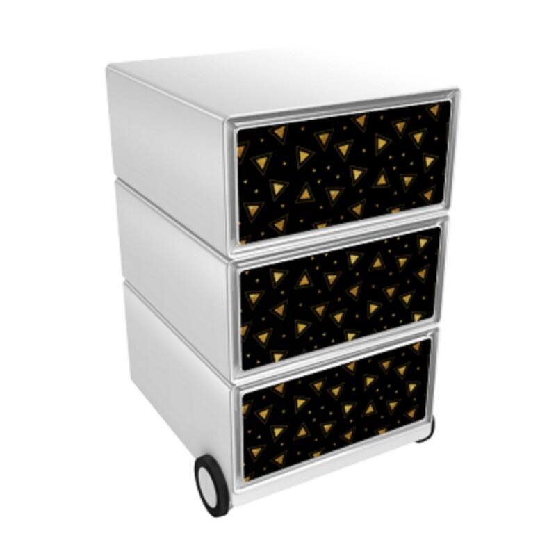 PAPERFLOW Rollcontainer easyBox 3 horizontale Schubladen 642x390x436mm PERSO DREIECKE