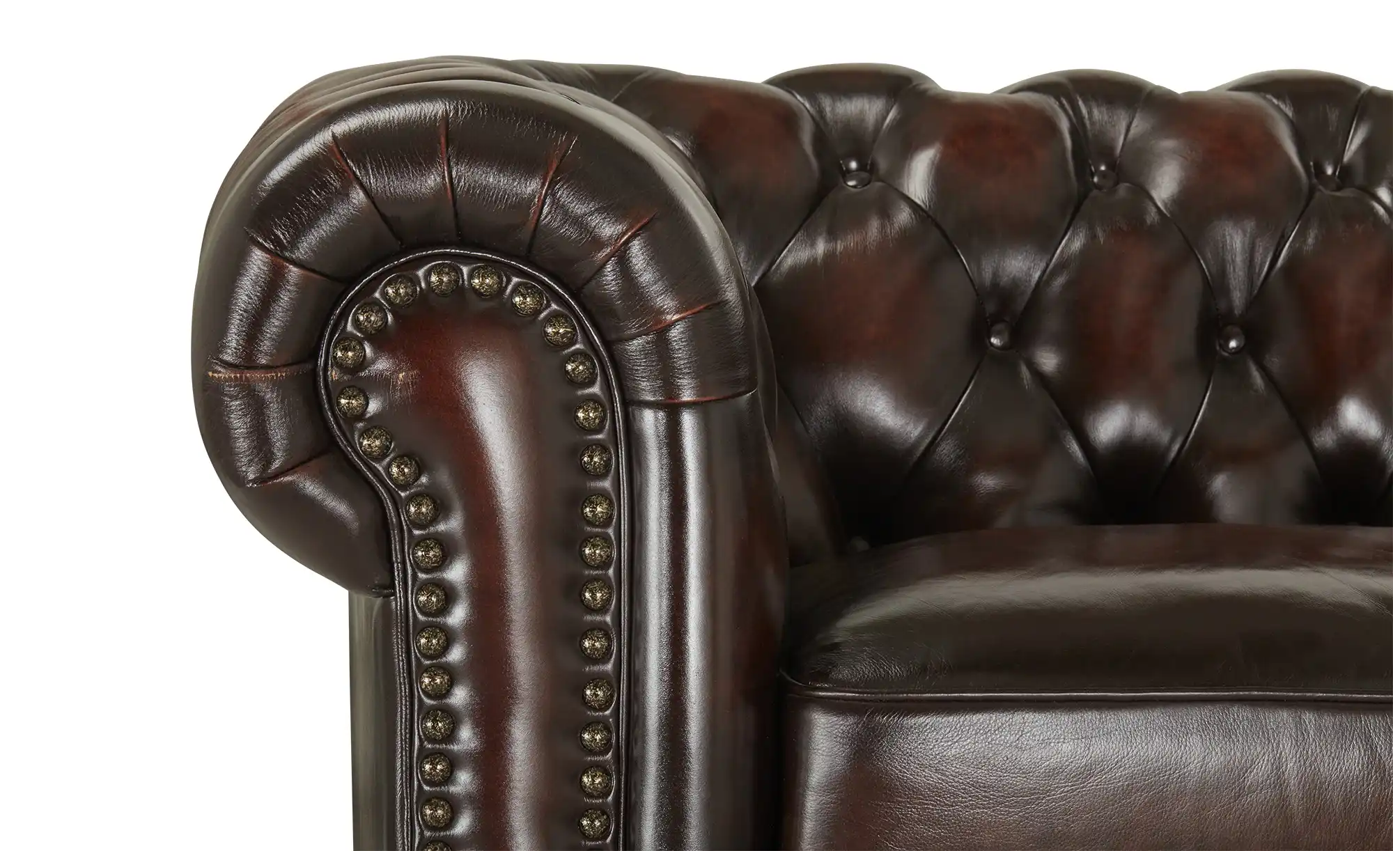 Primo Ecksofa Bezug aus Echtleder Chesterfield
