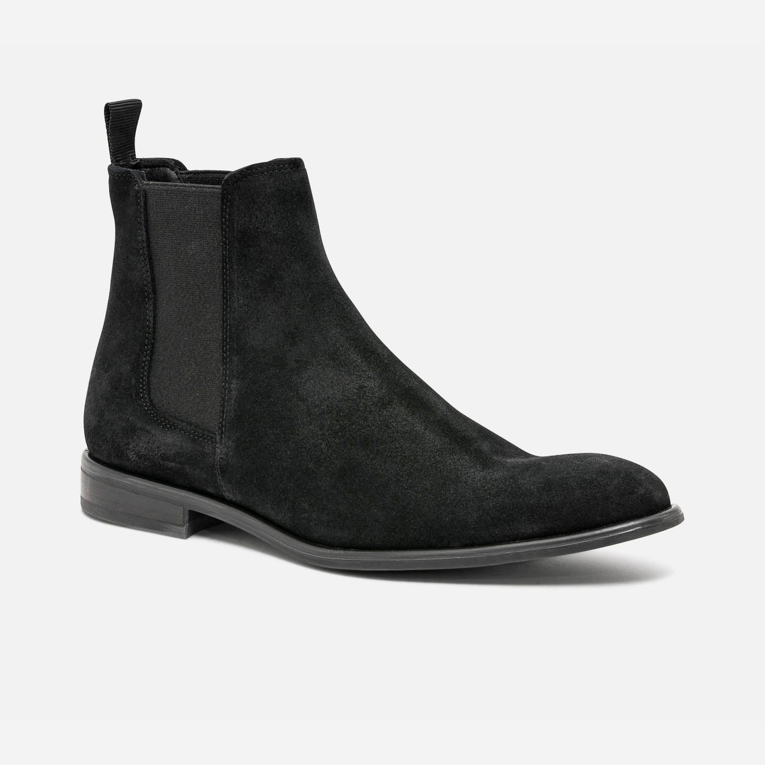 Chelsea boots noir éco-conçu en cuir velours