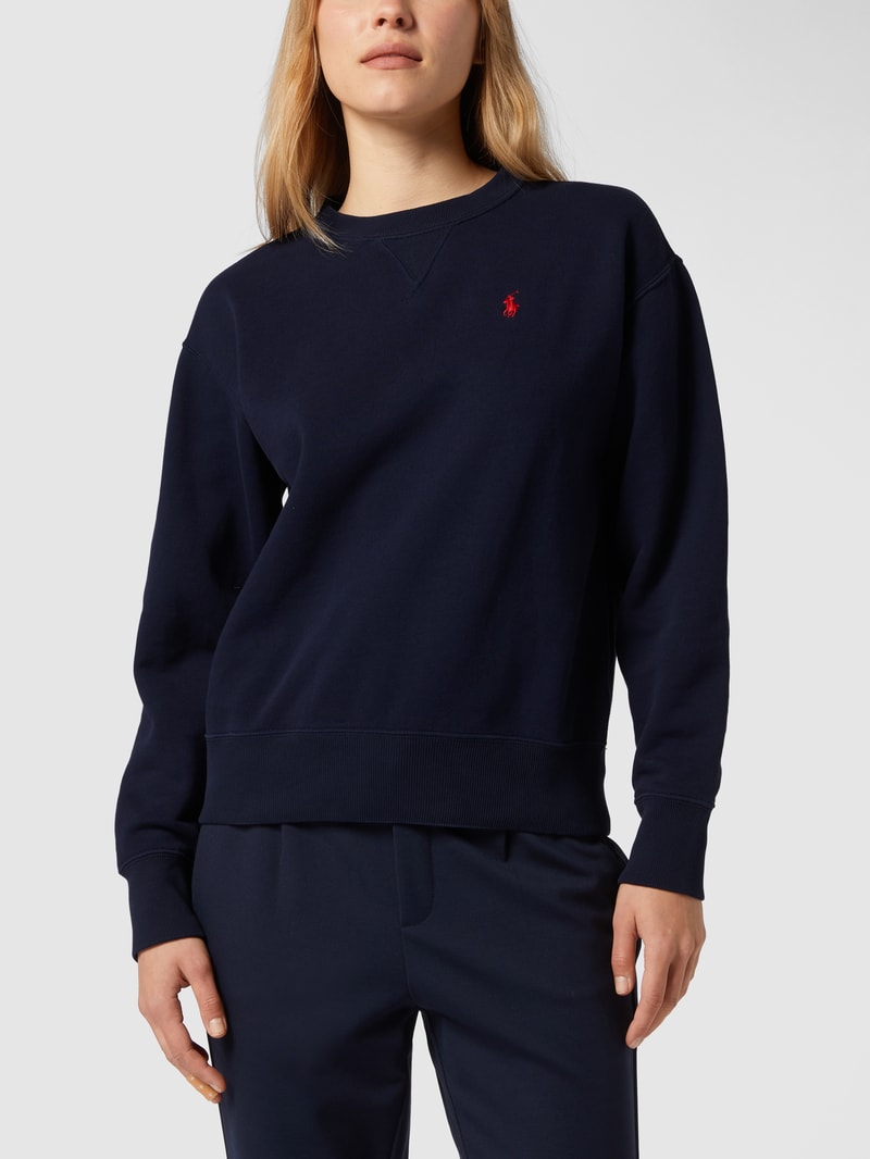 Sweatshirt mit Label-Stitching in dunkelblau