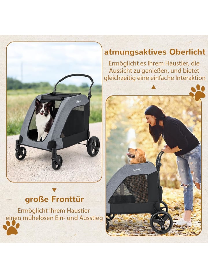 COSTWAY Hundebuggy bis 60 kg in Grau günstig kaufen onesize