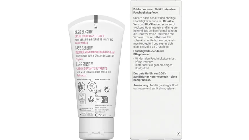 lavera BASIS SENSITIV Reichhaltige Feuchtigkeitscreme 50 ml