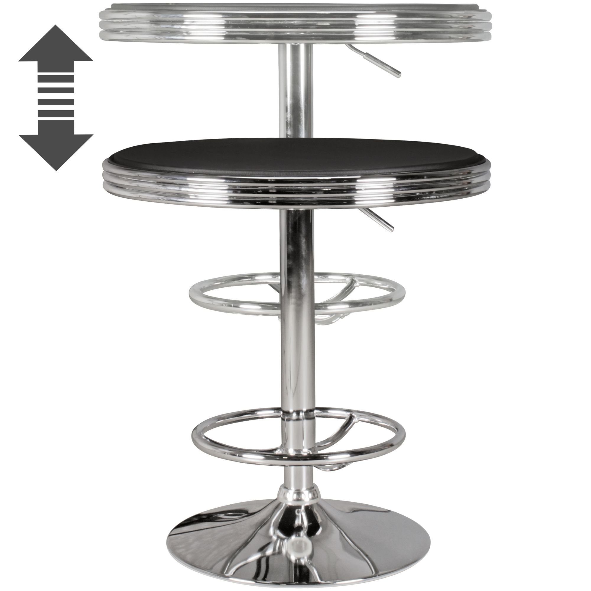 FINEBUY Bartisch FB45665 (American Diner Rund Ø 60 cm Kunstleder Aluminium), Stehtisch Modern, Partytisch Retro USA Bistrotisch