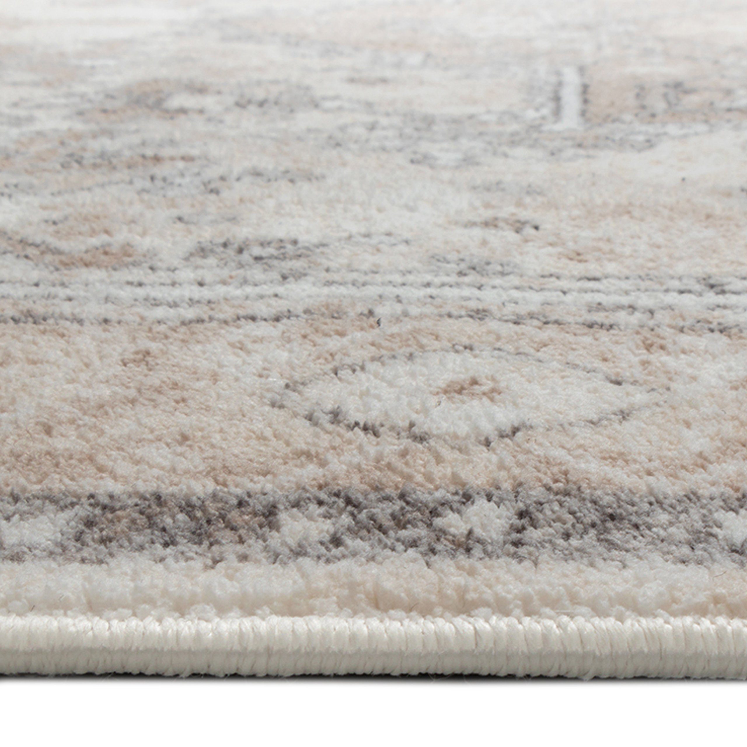 Teppich Wohnzimmerteppich im orientalischen Stil gemütlich beige, Teppich-Traum, rund, Je nach Licht heller-dunkler, Rückseite: „dot backing“ rutschfest