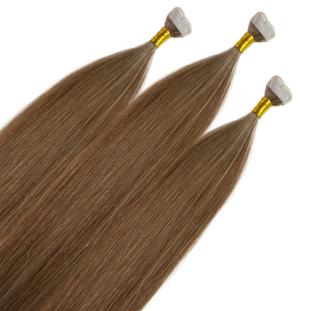 hair2heart Extensions adhesives Mini Tape Premium cheveux naturels #14 blond foncé extensions