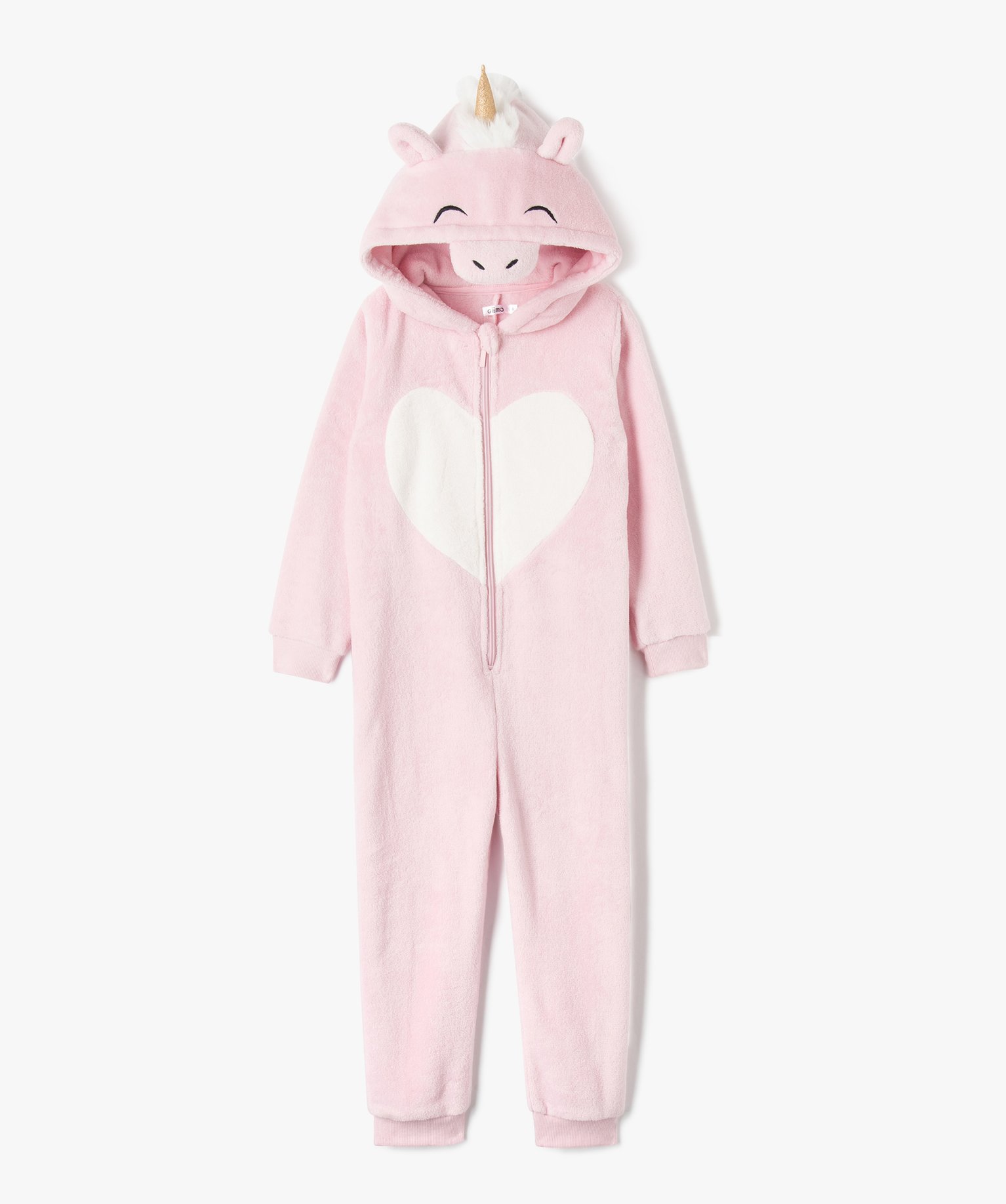 Combinaison pyjama fille licorne avec capuche rose | GEMO