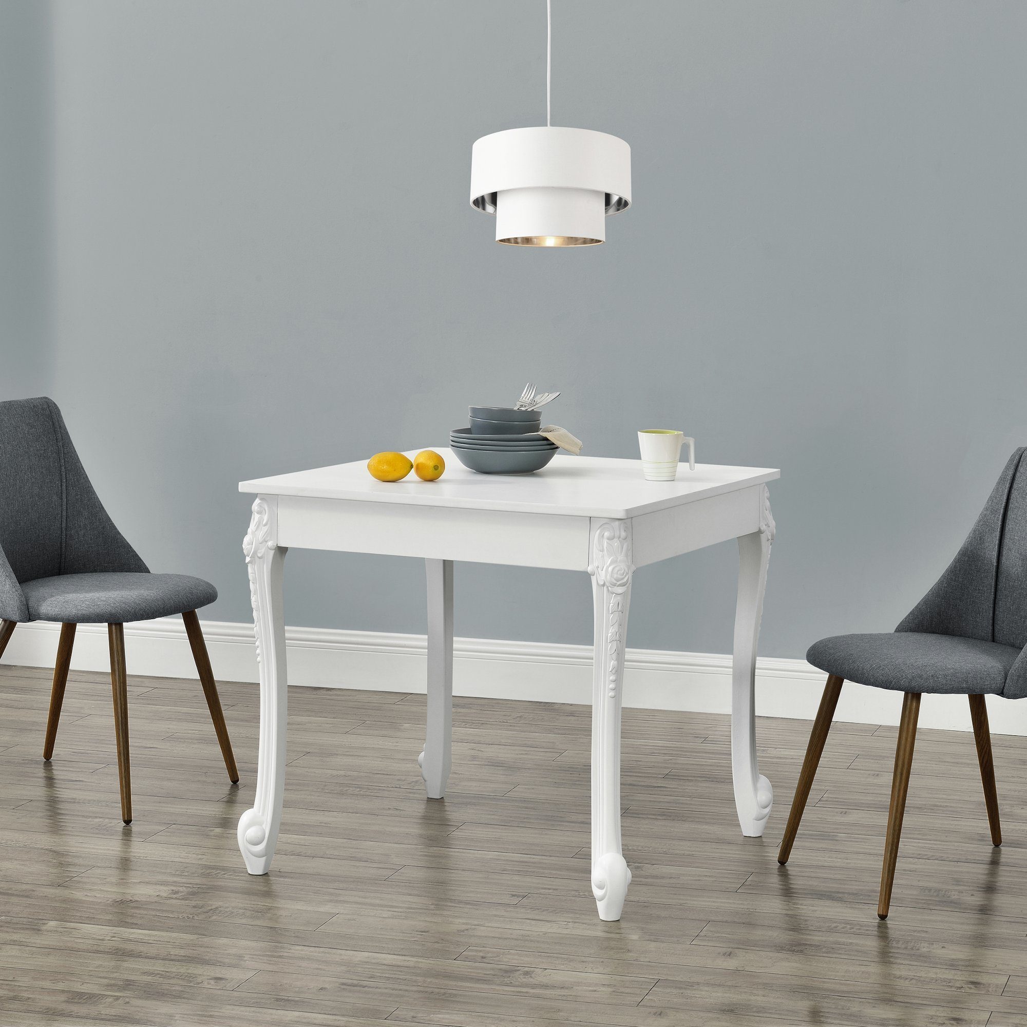en.casa Esstisch, Lüneburg Küchentisch für 2 Personen 76x80x80cm Weiß