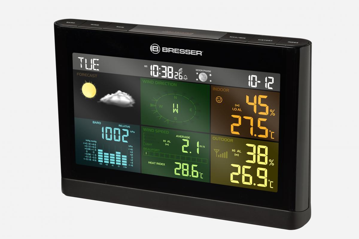 Bresser 5-in-1 Comfort Wetter Center mit Farbdisplay