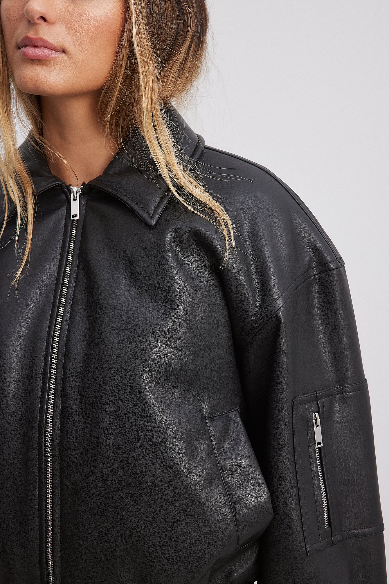 Padded Pu Bomber Jacket