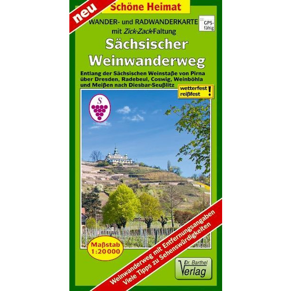 Wander- und Radwanderkarte Sächsischer Weinwanderweg 1:20 000 - Wanderkarte