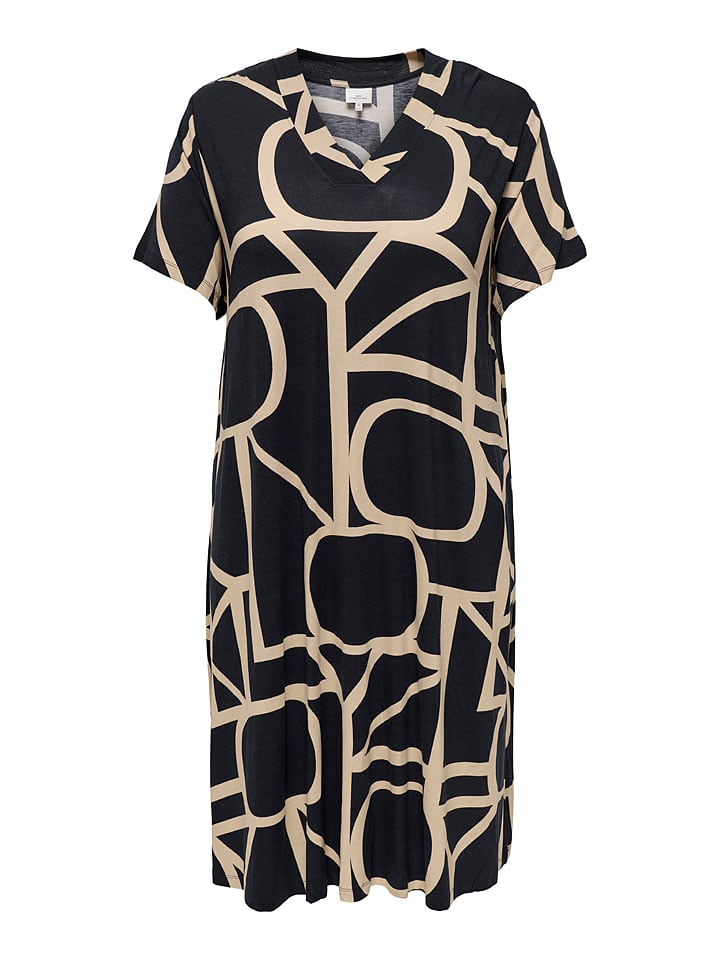 ONLY Carmakoma Kleid in Schwarz/ Beige günstig kaufen