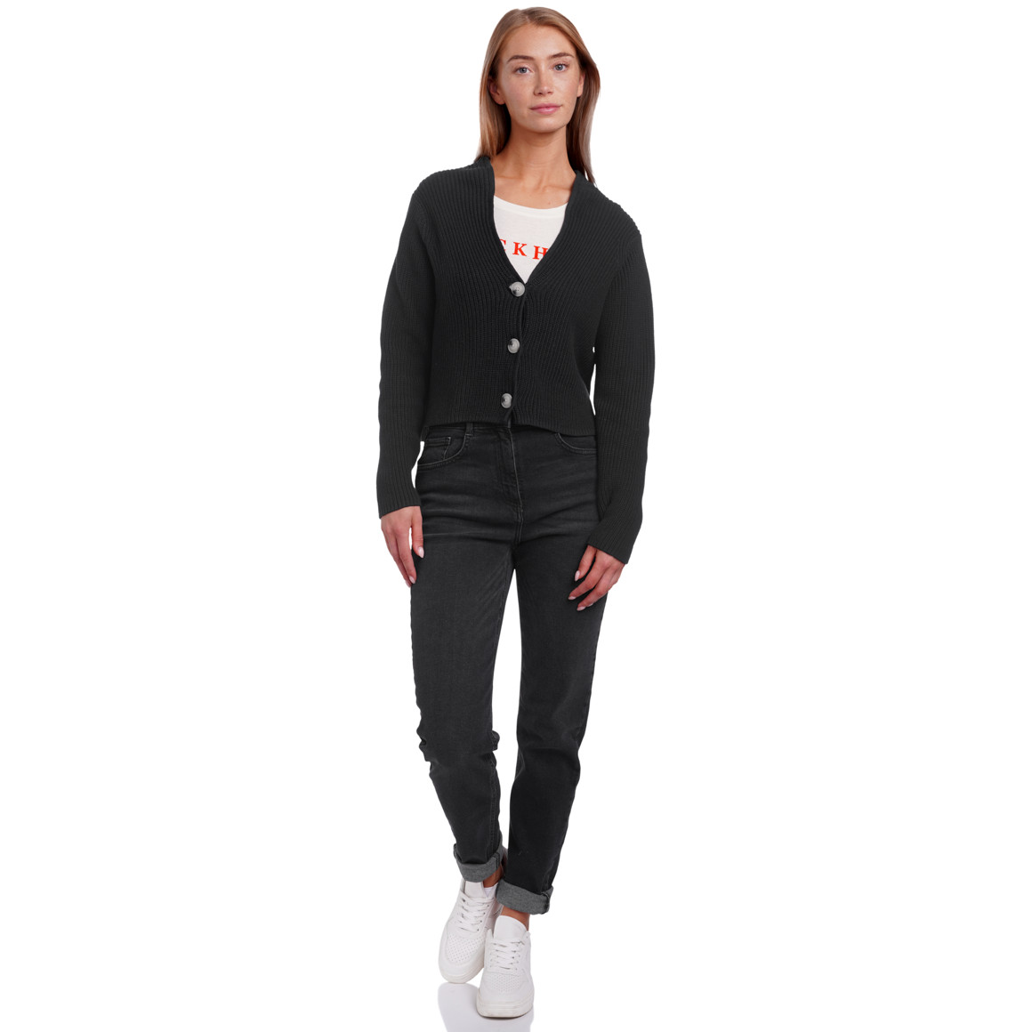 Damen Strickjacke aus Rippstrick