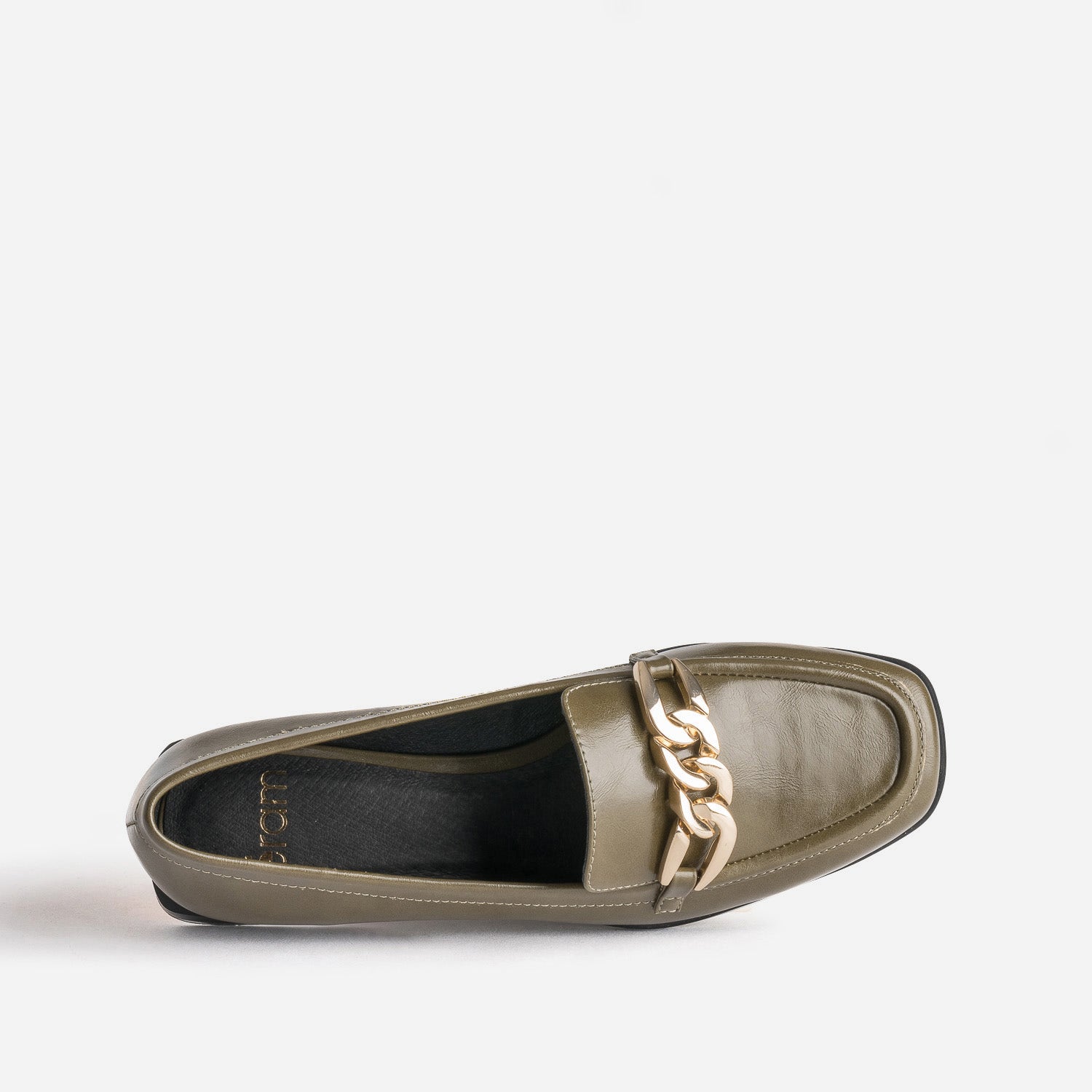 Mocassin kaki avec chaîne dorée