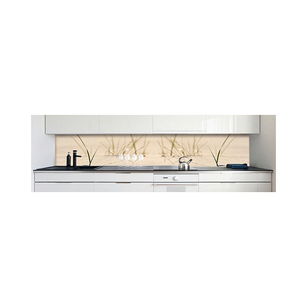 DRUCK-EXPERT Küchenrückwand Küchenrückwand Sand Gras Premium Hart-PVC 0,4 mm selbstklebend