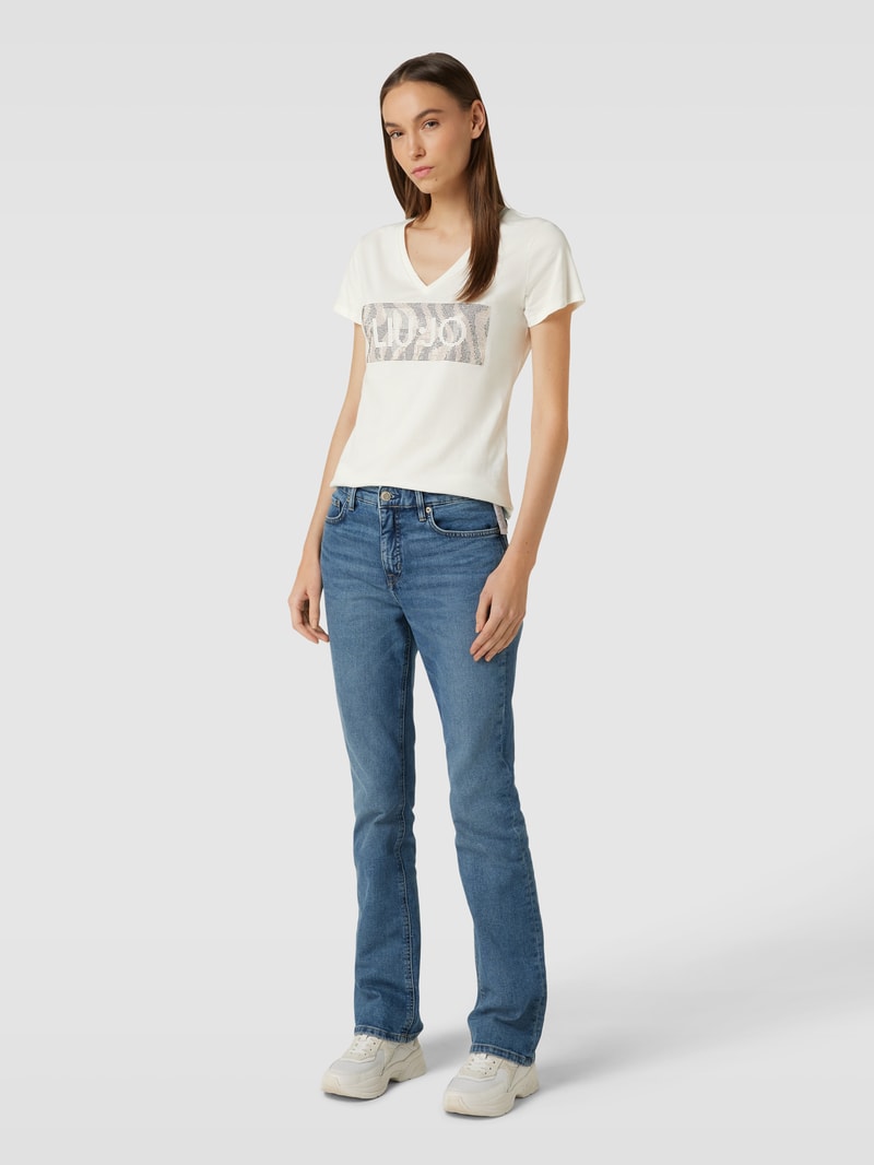 T-Shirt mit Ziersteinbesatz in weiss