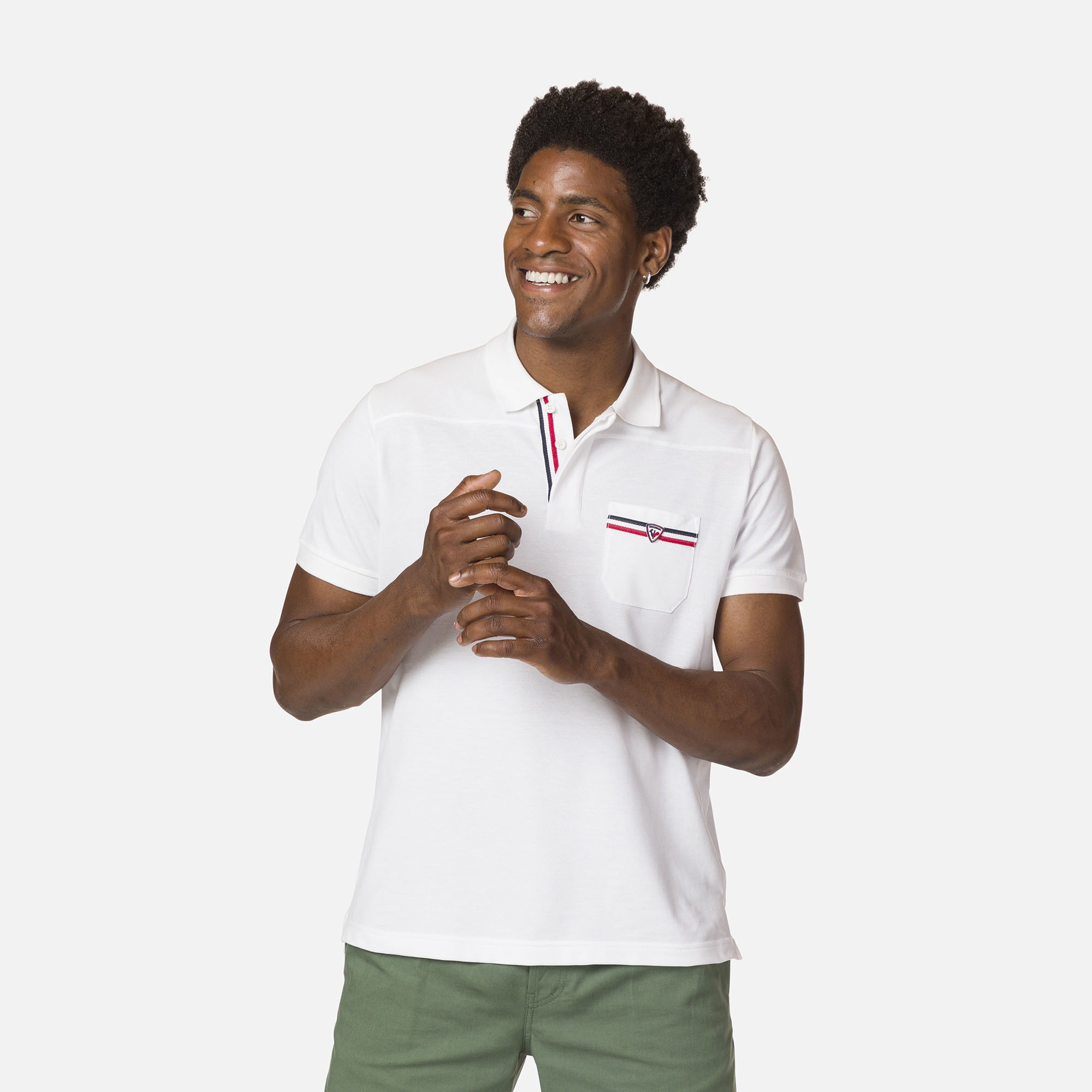 Polo logo à poche homme