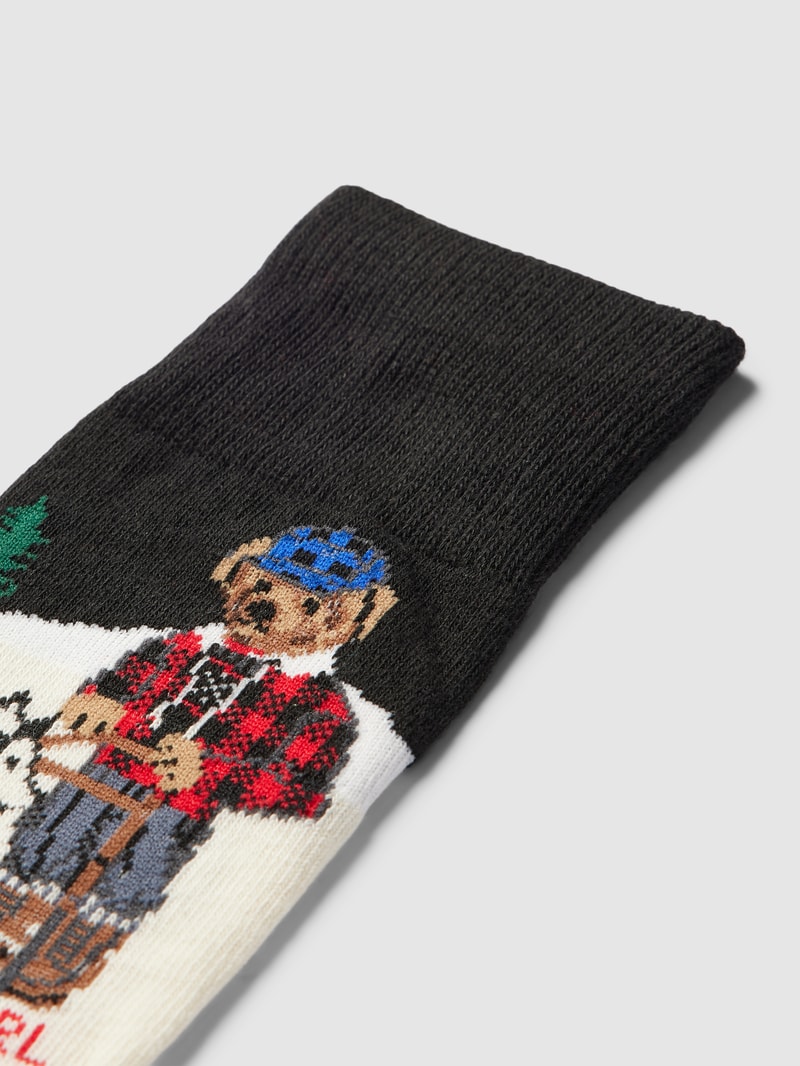 Socken mit Label-Stitching Modell 'SCENIC' in schwarz
