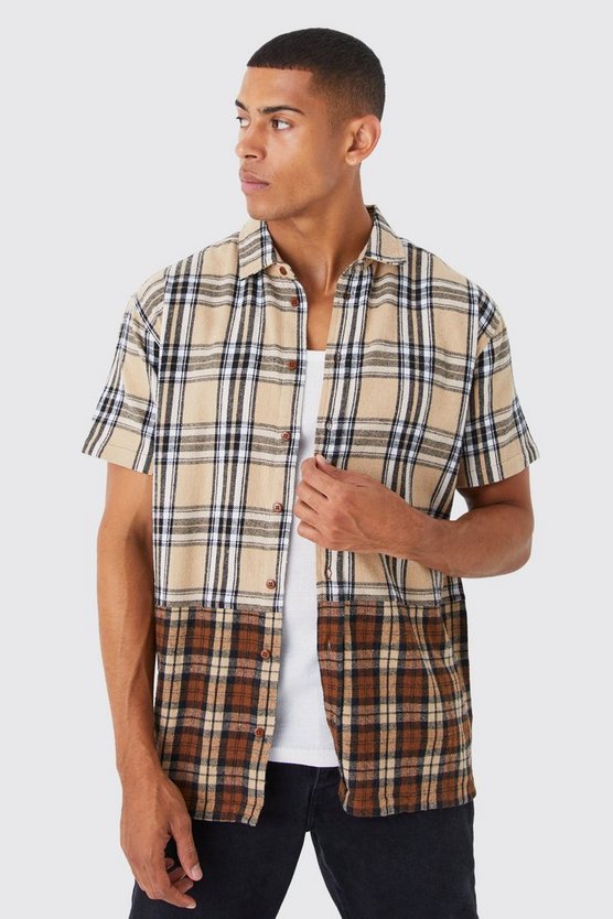 Oversize Karohemd mit gespleißtem Saum