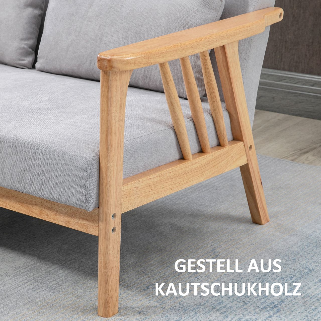 HOMCOM Zweisitzer 2-Sitzer Sofa, Doppelsofa mit Armlehne, Loveseat mit Samtoptik