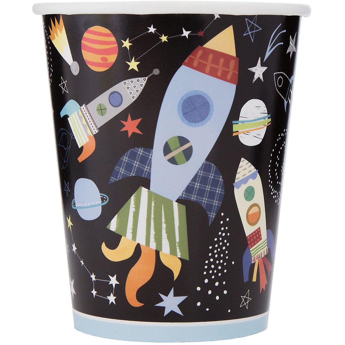 Papp-Partybecher/Trinkbecher Rakete, 256 ml, 8 Stück